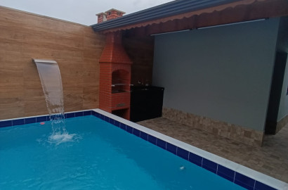 CAS261366 Casa Nova no Balneário Verde Mar Itanhaém – 02 Dormitórios com Piscina
